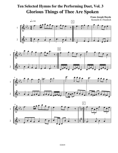Ten Selected Hymns for the Performing Duet, Vol. 3 - flute and clarinet (bass clarinet) (arr. Kenneth D. Friedrich)