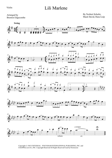 Lili Marlene (arr. Brenton Edgecombe)
