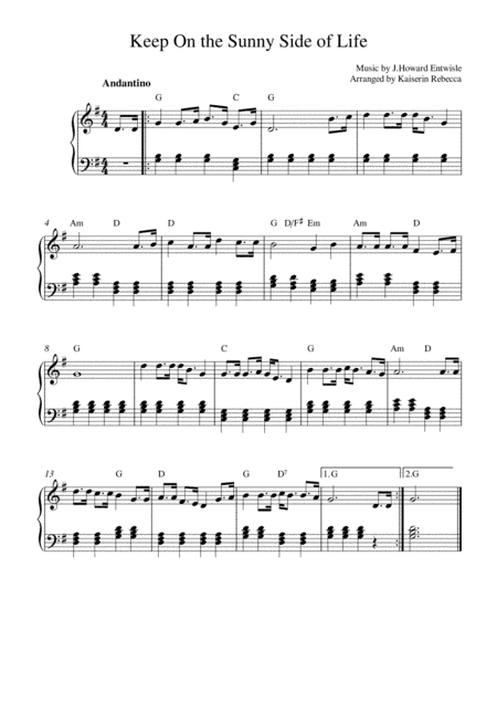 Keep On the Sunny Side of Life (arr. Kaiserin Rebecca)