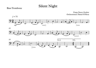 Silent Night - Christmas Carol - Bass Trombone (arr. Daniel H Rosa)