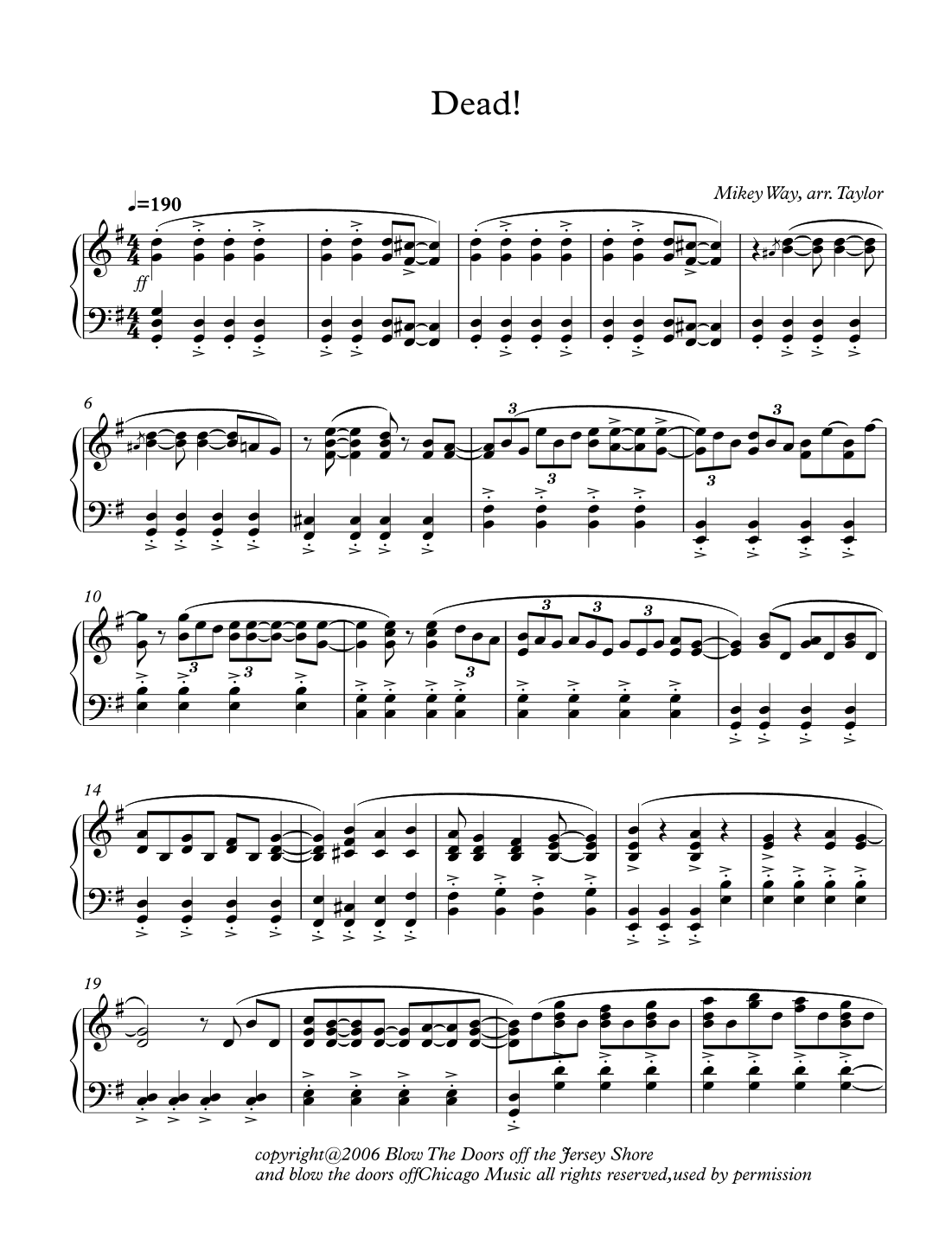 Dead! (arr. Paul Taylor)