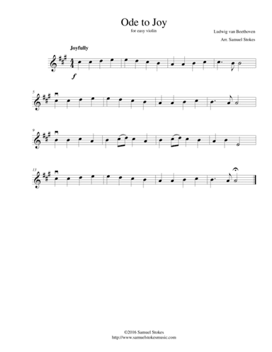Ode to Joy (Joyful, Joyful, We Adore Thee) - for easy violin (arr. Samuel Stokes)
