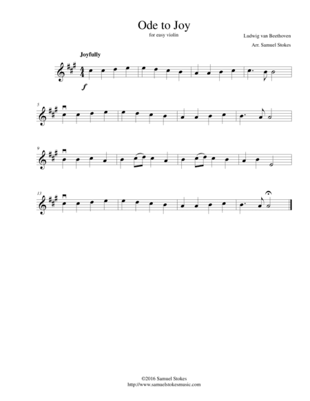 Ode to Joy (Joyful, Joyful, We Adore Thee) - for easy violin (arr. Samuel Stokes)