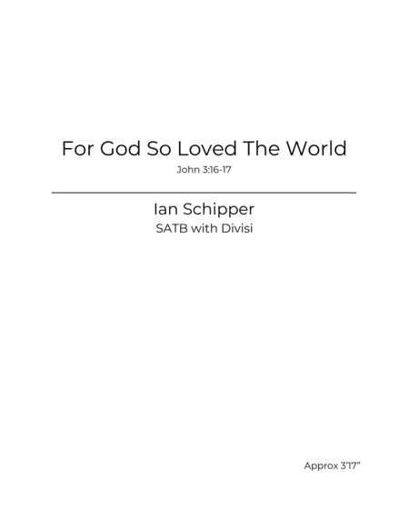 For God so Loved the World