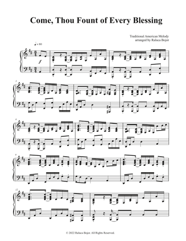 Come, Thou Fount of Every Blessing (advanced piano) (arr. Raluca Bojor)