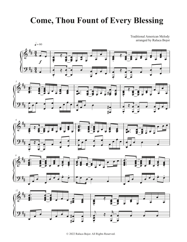 Come, Thou Fount of Every Blessing (advanced piano) (arr. Raluca Bojor)