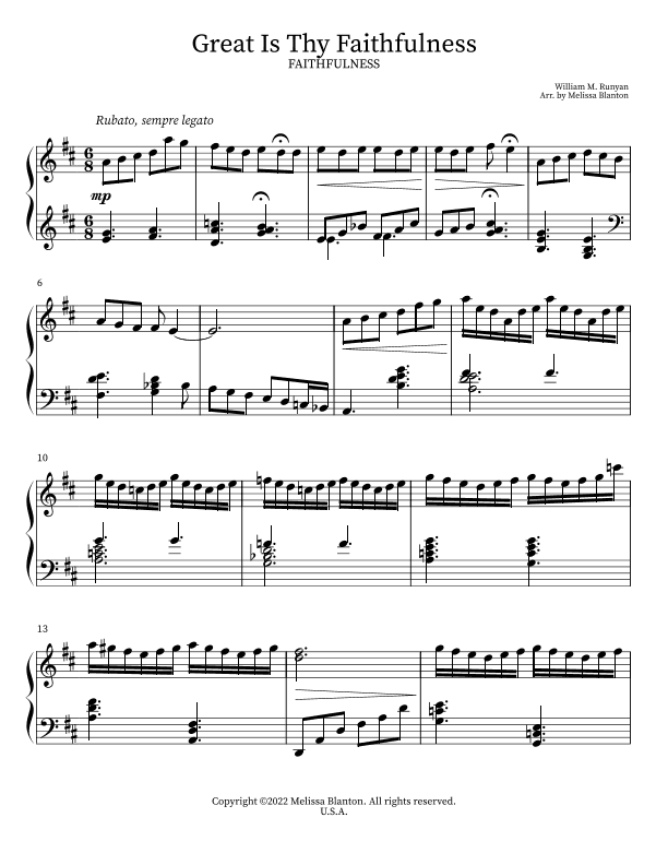 Great Is Thy Faithfulness (arr. Melissa Blanton)