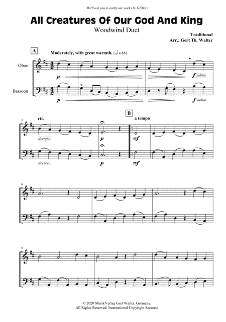 All Creatures Of Our God And King (arr. Gert Th. Walter)
