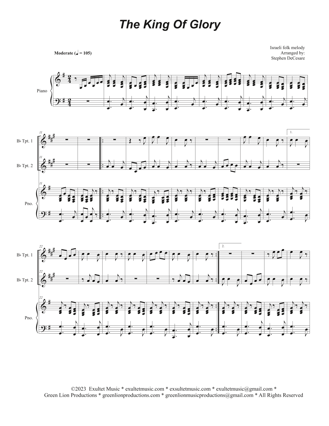 The King Of Glory (Duet for Bb-Trumpet) (arr. Stephen DeCesare)