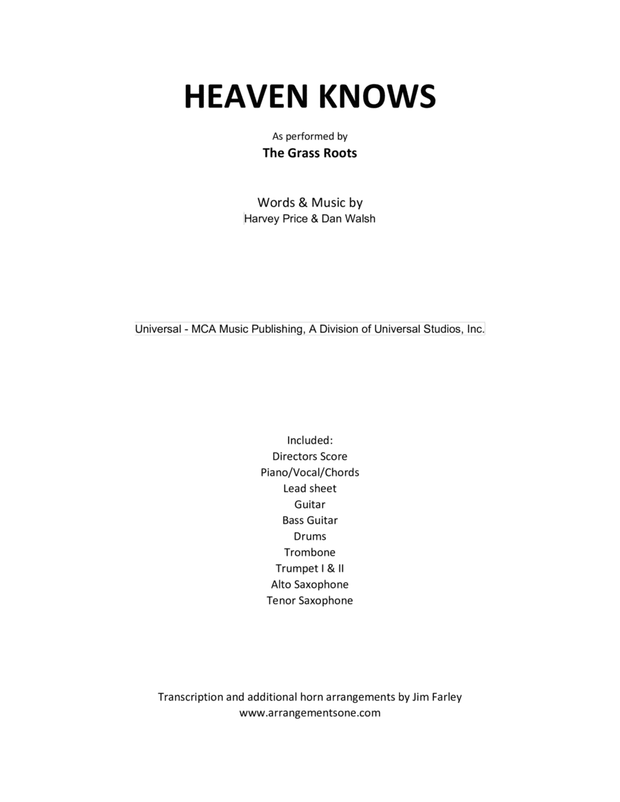 Heaven Knows (arr. Jim Farley www.arrangementsone.com)
