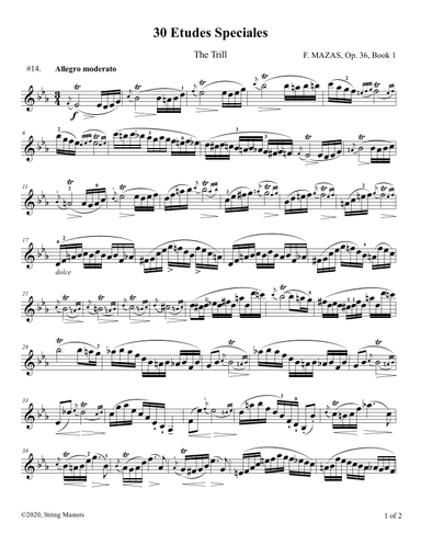 Mazas 75 Melodious & Progressive Studies Op 36, Book 1, No.14 (arr. String Masters)
