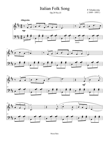 Tchaikovsky Italian Folk Song Op.39 No.15 (arr. Ben Choupak)