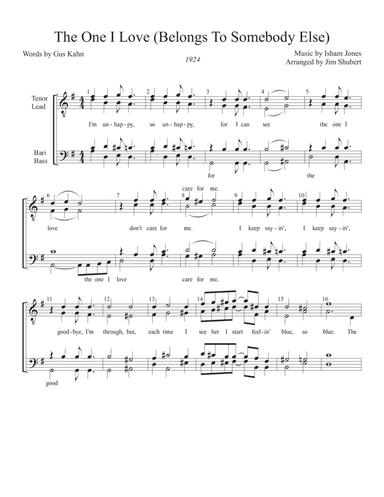 The One I Love Belongs To Somebody Else (arr. Jim Shubert)