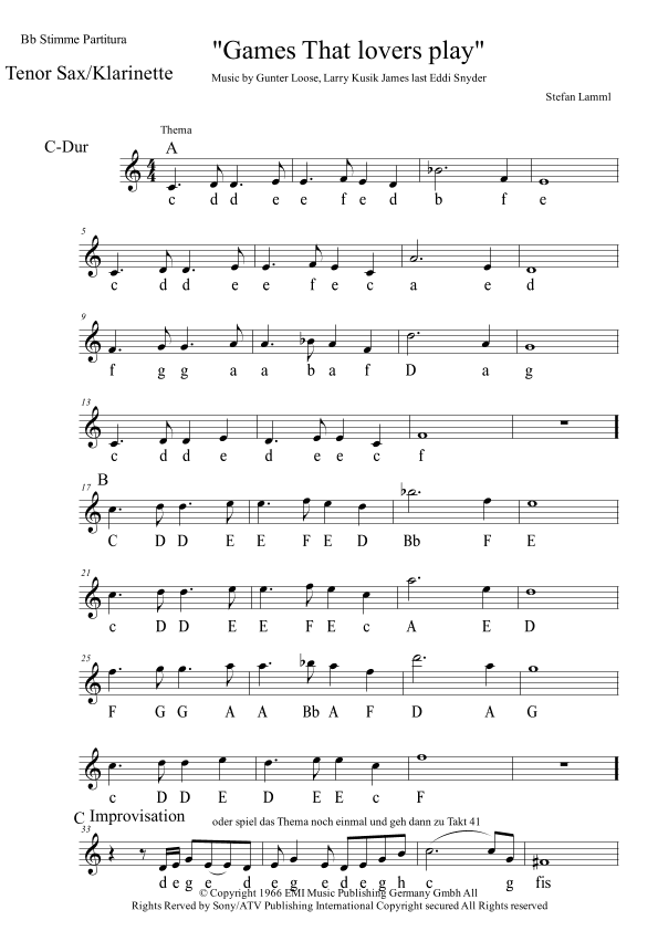 Games That Lovers Play (eine Ganze Nacht) (arr. Stefan Lamml)