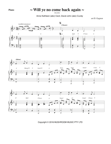 Will Ye No Come Back Again? (arr. D. Gagnon)