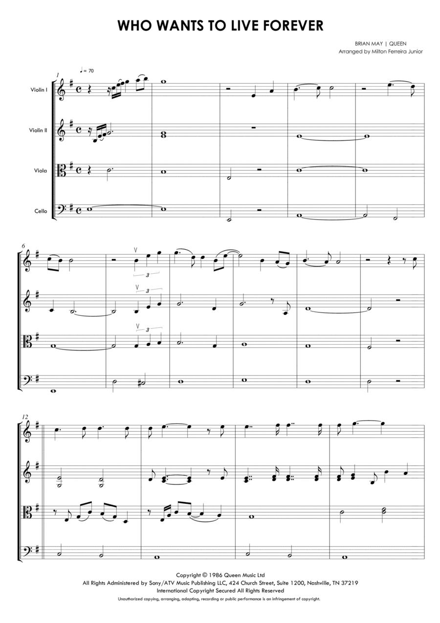 Who Wants To Live Forever (arr. Milton Ferreira Junior)