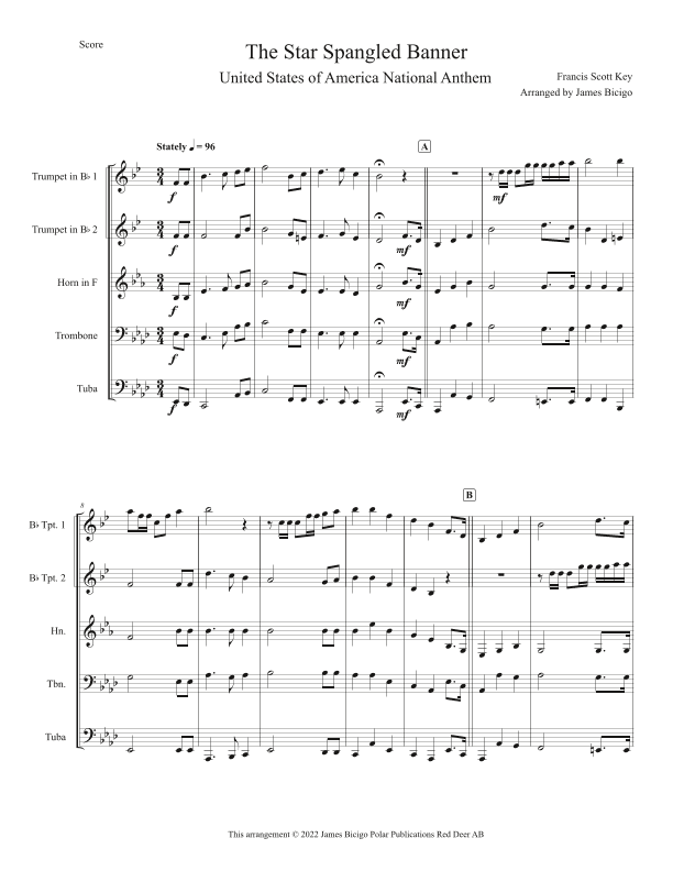 The Star Spangled Banner (arr. Jim Bicigo)