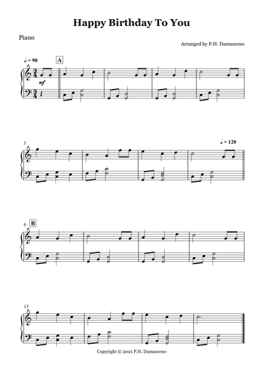 Happy Birthday To You - Piano Solo (arr. P.H. Damasceno)