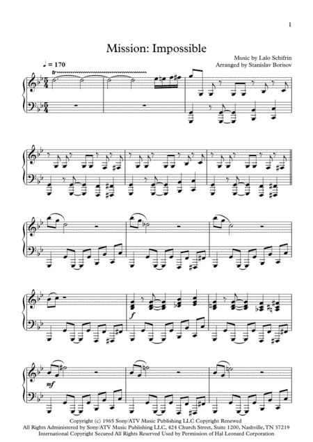 Mission: Impossible Theme  from the Paramount Television Series MISSION: IMPOSSIBLE (arr. Stanislav Borisov)