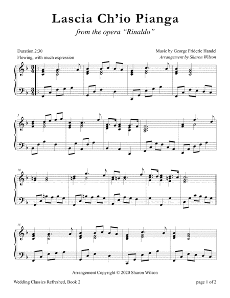 Lascia Ch'io Pianga (arr. Sharon Wilson)