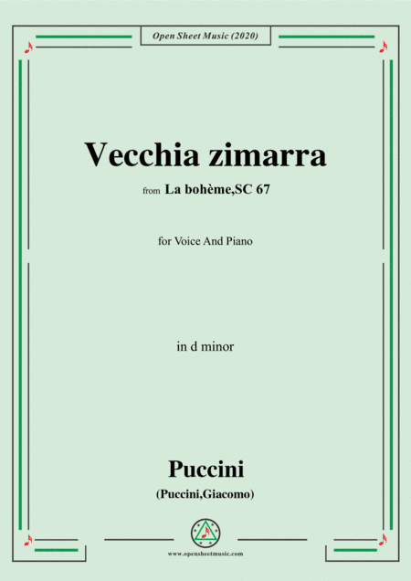 Puccini-Vecchia zimarra,in d minor,for Voice and Piano (arr. MSM)