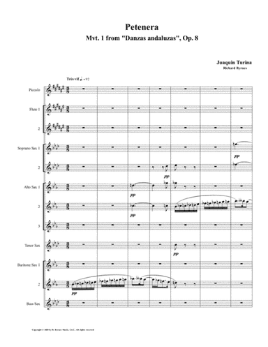Petenera (Mvt. 1 from Danzas andaluzas, Op. 8) by Juaquín Turina (Saxophone Nonet + 2Fl, Picc.) (arr. Richard Byrnes)