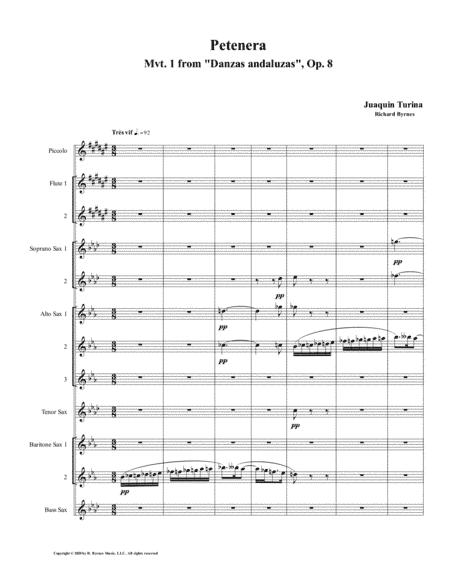 Petenera (Mvt. 1 from Danzas andaluzas, Op. 8) by Juaquín Turina (Saxophone Nonet + 2Fl, Picc.) (arr. Richard Byrnes)