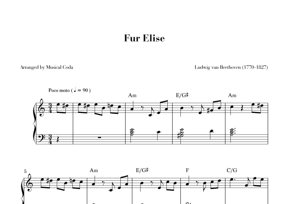 Fur Elise - Piano (arr. Musical Coda)