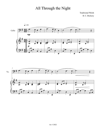 All Through the Night (Cello Solo with Piano Accompaniment) (arr. B. C. Dockery)