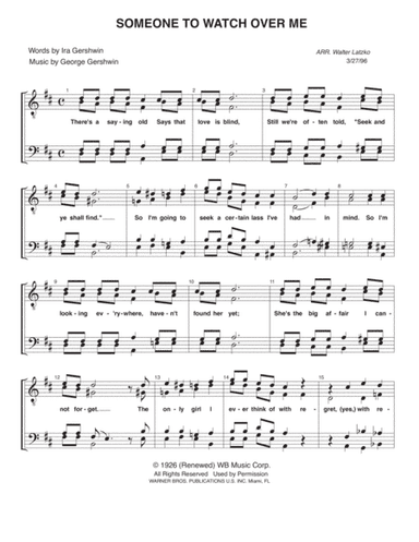 Someone To Watch Over Me (arr. Walter Latzko)