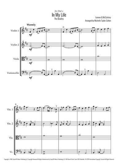 In My Life (arr. Michelle Taylor-Cohen)