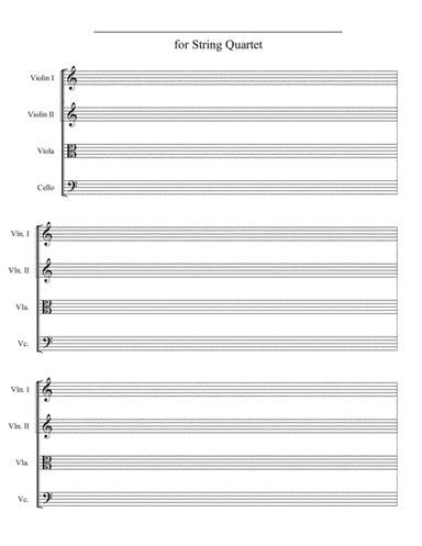 MANUSCRIPT PAPER for String Quartet (Letter)