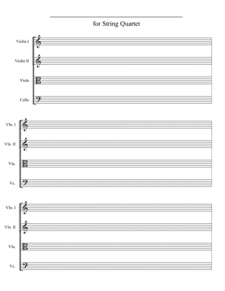 MANUSCRIPT PAPER for String Quartet (Letter)