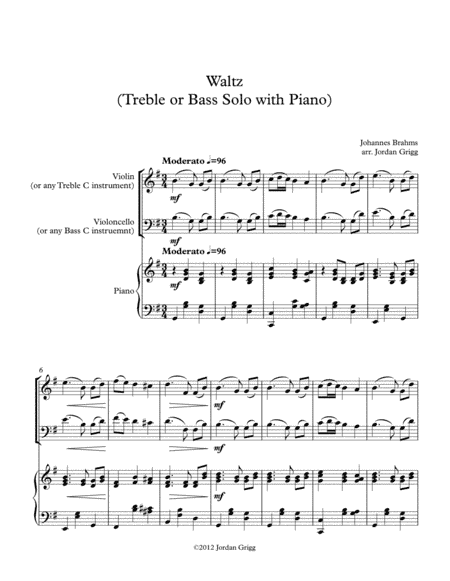 Waltz (Treble or Bass Solo with Piano) (arr. Jordan Grigg)