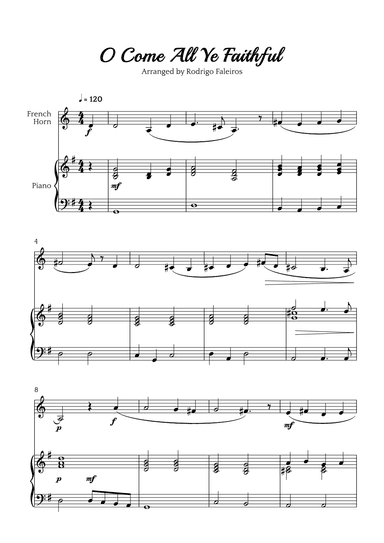 O Come All Ye Faithful (for french horn and piano accompaniment) (arr. Rodrigo Faleiros)