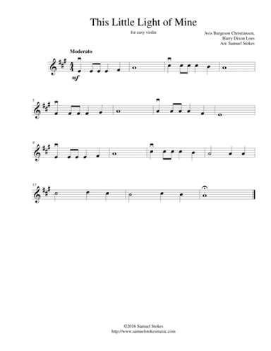 This Little Light of Mine - for easy violin (arr. Samuel Stokes)