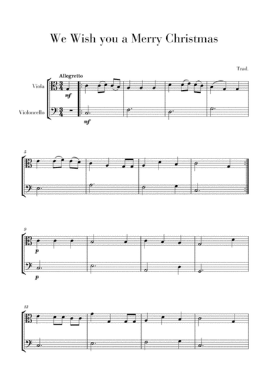 We Wish you a Merry Christmas for Viola and Cello (arr. Cadenza Editions)
