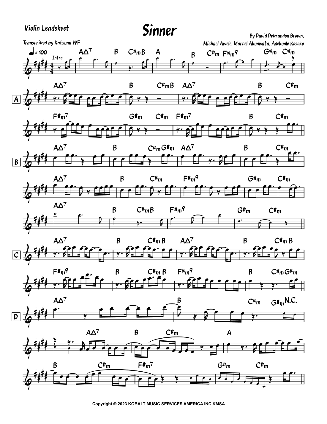 Sinner (arr. Katsumi WF)