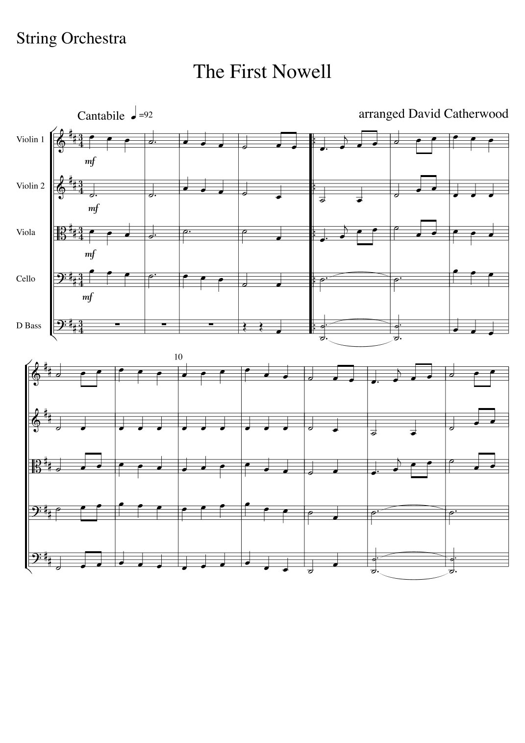 The First Nowell  - arranged for String Orchestra by David Catherwood (arr. David Catherwood)