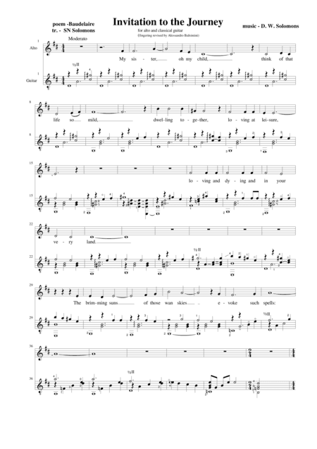 Invitation to the journey for alto voice and guitar