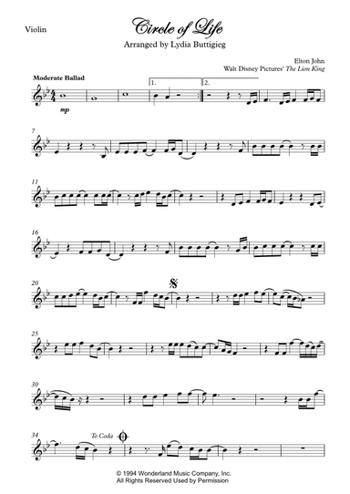 Circle Of Life (arr. Lydia Buttigieg)