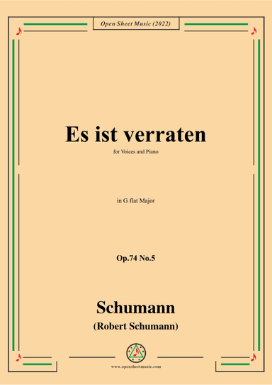 Schumann-Es ist verraten,Op.74 No.5,in G flat Major (arr. OSM Press)