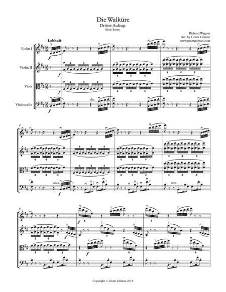 Die Walküre - Act 3 Prelude - For String Quartet (arr. Grant Gilman)