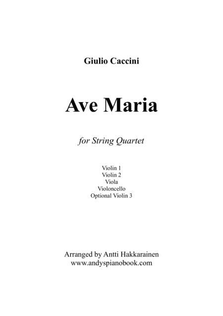 Ave Maria by G. Caccini - String Quartet (arr. Antti Hakkarainen)