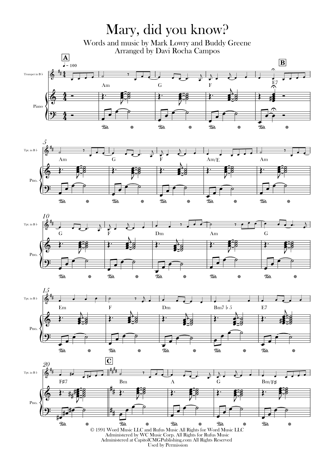 Mary, Did You Know? (arr. Davi Rocha Campos)