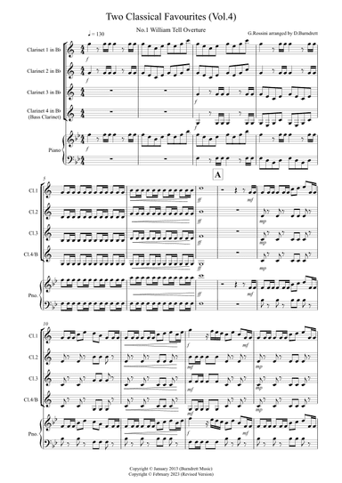 2 Classical Favourites for Clarinet Quartet (volume four) (arr. D.Burndrett)