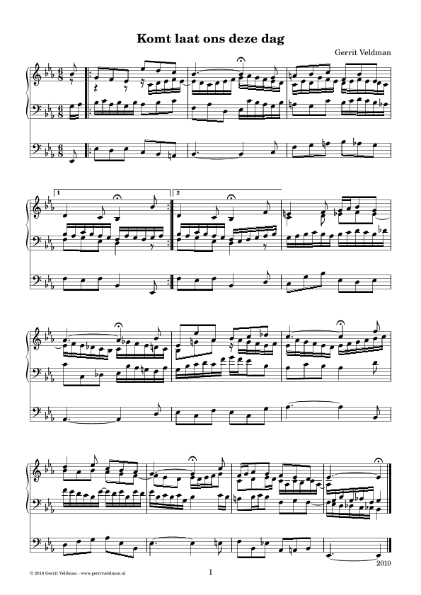 Komt laat ons deze dag/Kommt, Seelen, dieser Tag