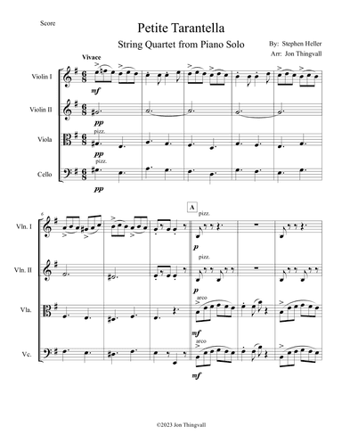 Petite Tarantella for String Quartet (arr. Jon Thingvall)