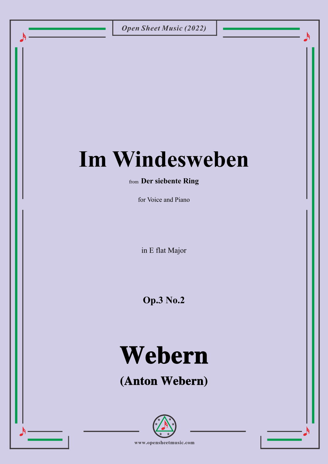 Webern-Im Windesweben,Op.3 No.2,in E flat Major (arr. OSM Press)