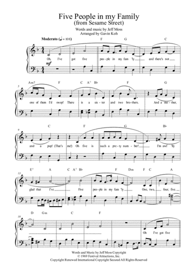 Five People In My Family (arr. Gavin Koh)